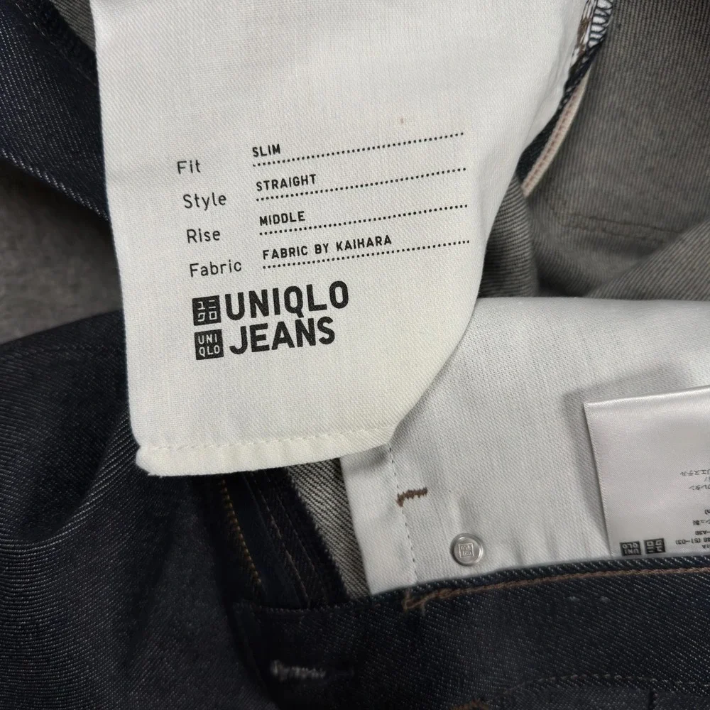 Uniqlo Jeans Mens 29x32 Blue Slim Straight Kaihara Japanese Selvedge Denim